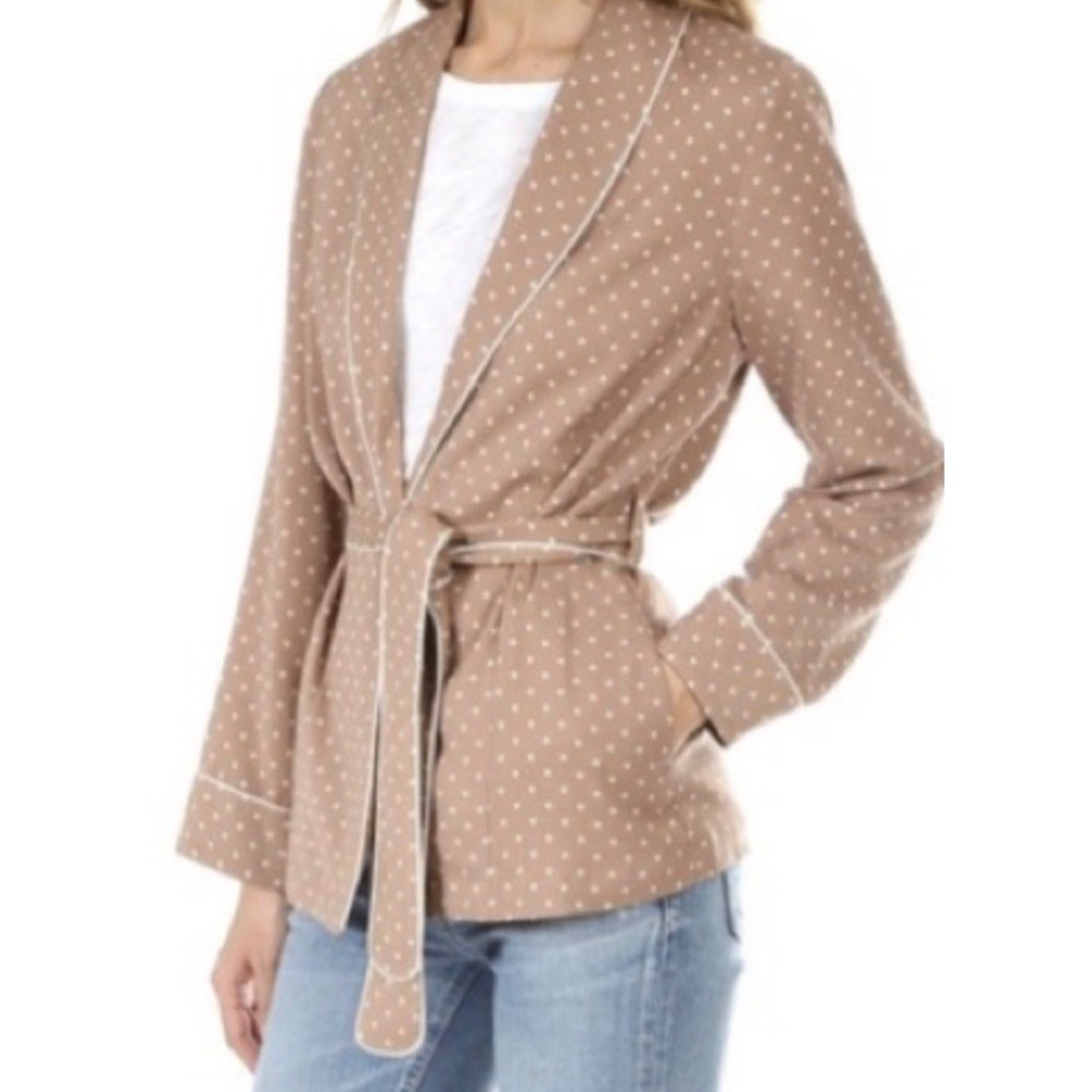 FRAME Polka Dot Smoking Jacket Quality Designer Old Money Cottage Core Sz XS EUC